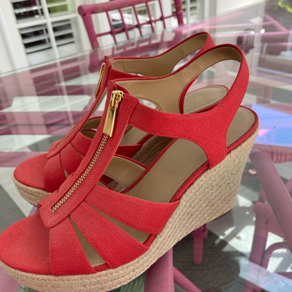 NWOT Michael Kors Berkley Wedge Espadrille Orange